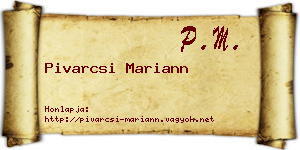 Pivarcsi Mariann névjegykártya